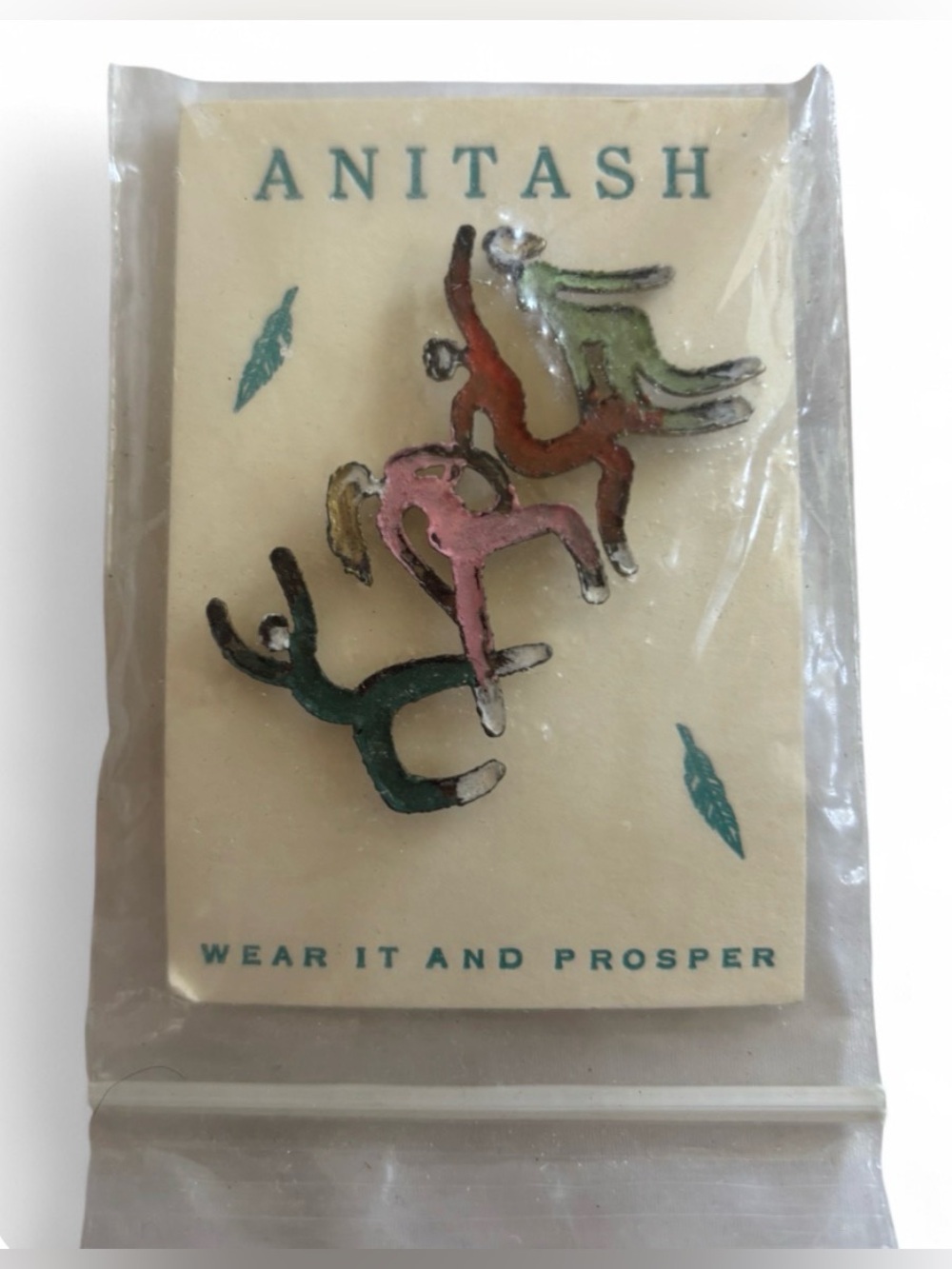 Vintage Anitash Metal Multicolor Brooch New